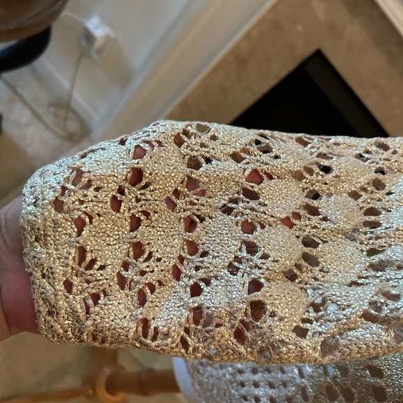 Chico's Creamy Gold Metallic Cardigan Sweater - Picture 2 of 8